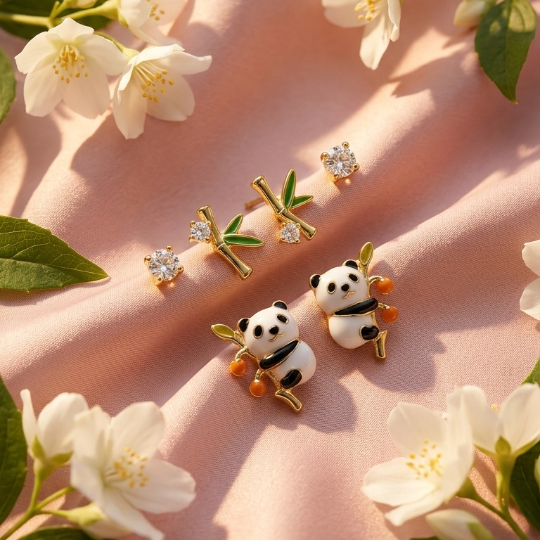 Cute Panda Stud Earrings