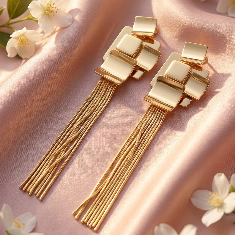 Gold-toned Statement Geometric Earrings