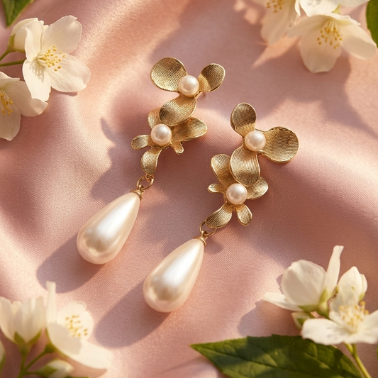 gold and pearl drop earrings