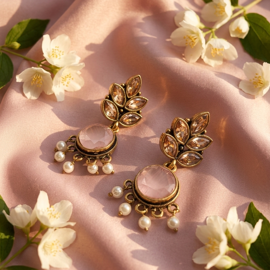 Oxidised gold-toned dangle Earrings