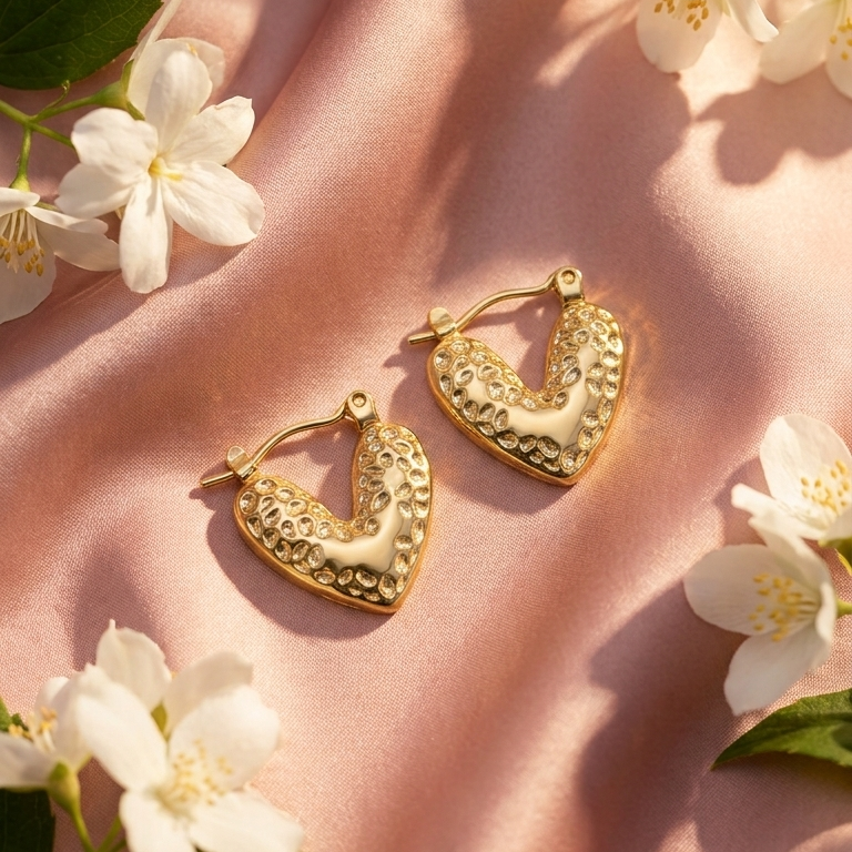 Textured gold hoop earrings