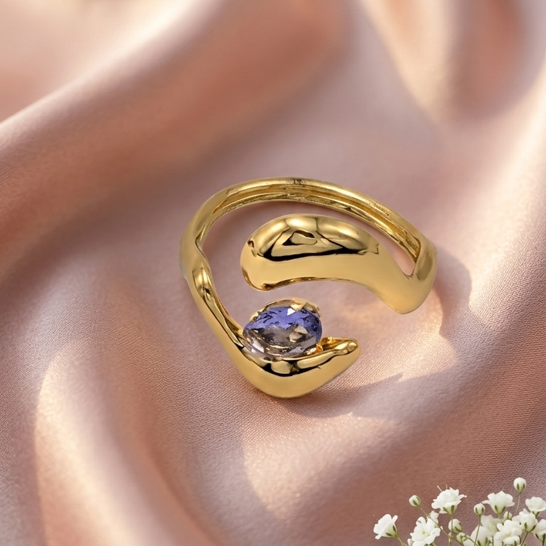Celeste Purple Gemstone Open Ring