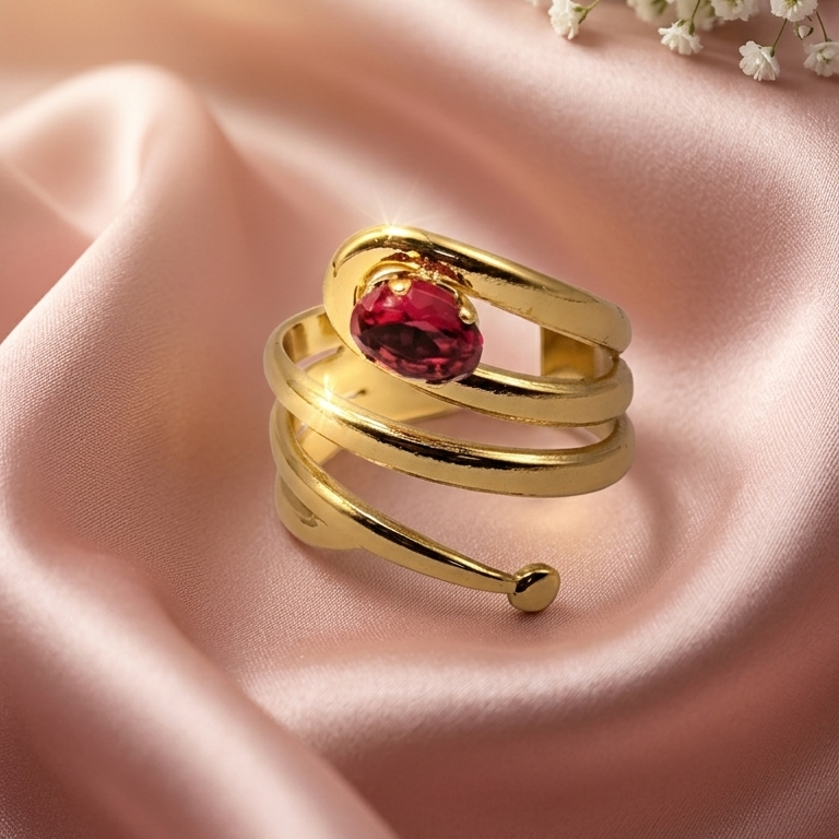 Grace GoldPlated Red Gem Ring