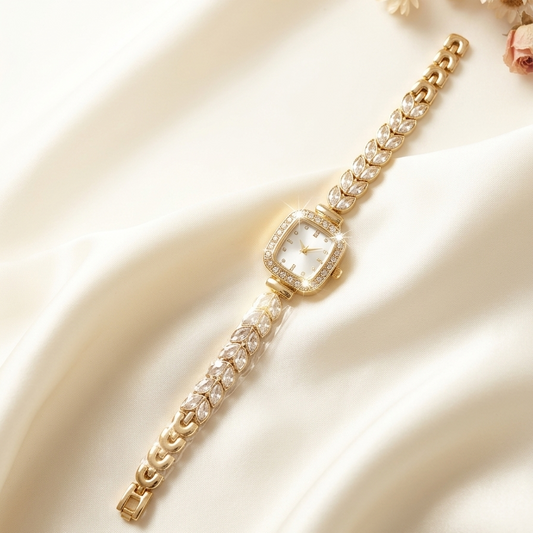 Gold-toned crystal embellished watch