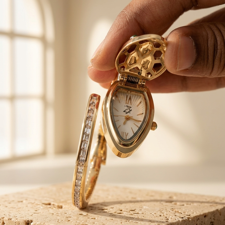Premium dragon Crystal Stone Women Wrist Watch-white