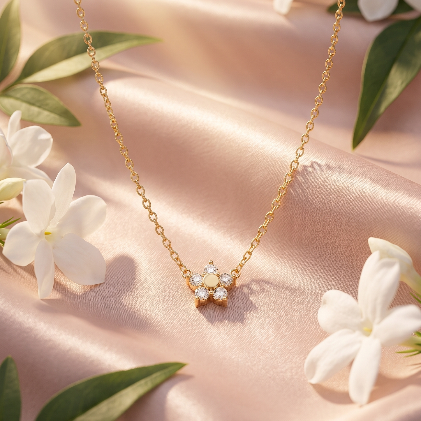 Minimal flower charm necklace