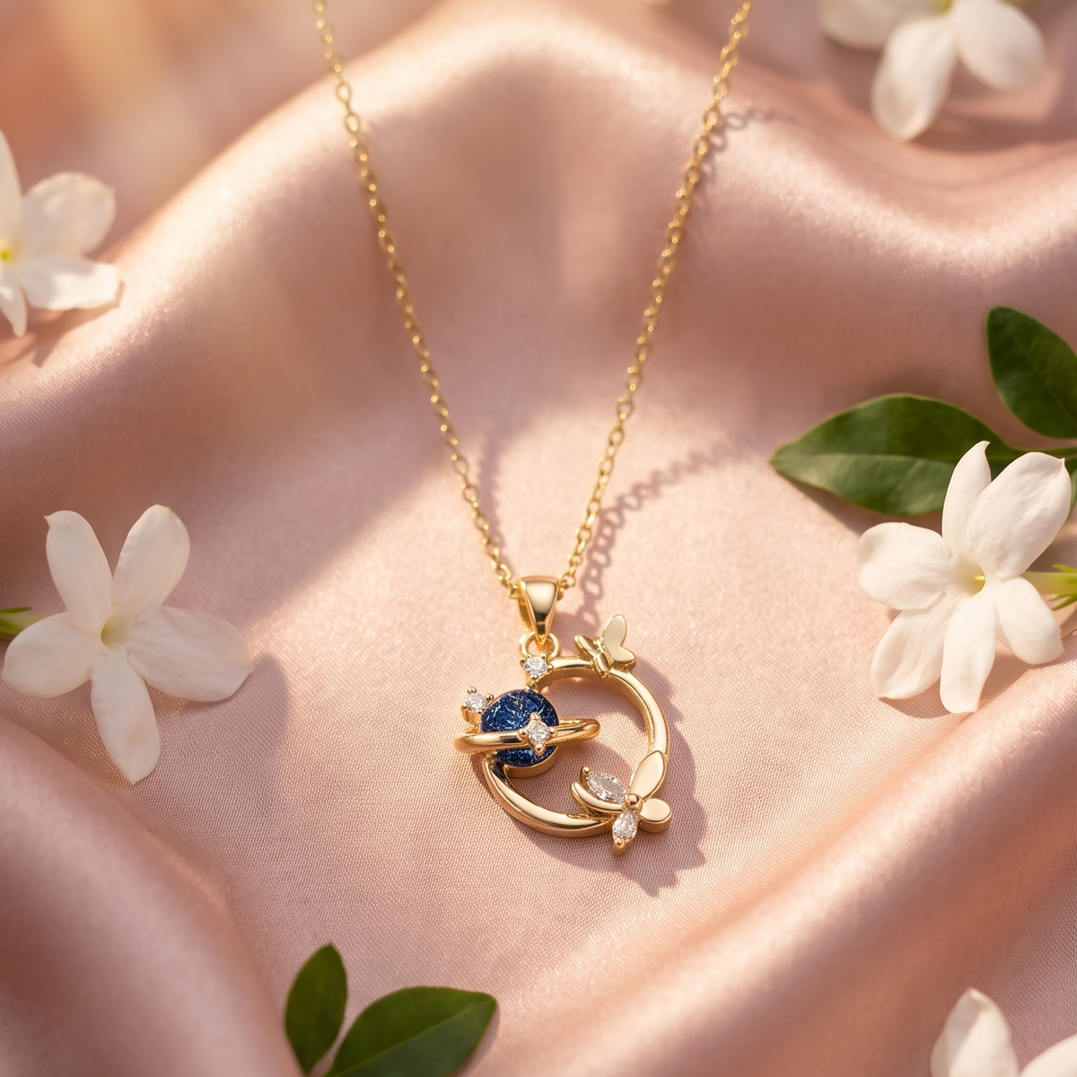 Luna blue crystal chain