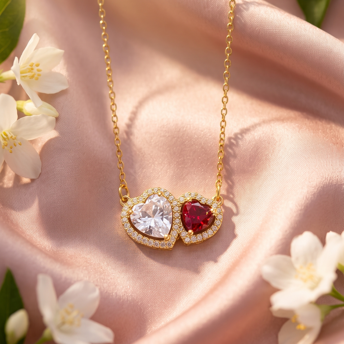 Dual heart-shaped pendant chain