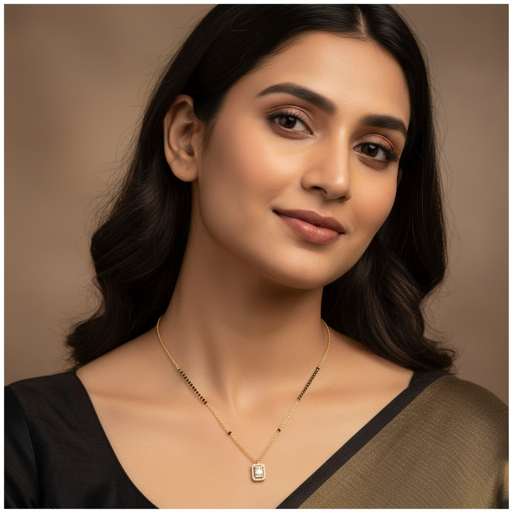 AntiTarnish Mangalsutra with WhiteStone locket