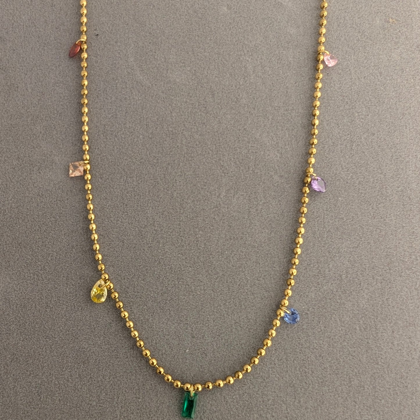 Rainbow prismatic jewel charm necklace