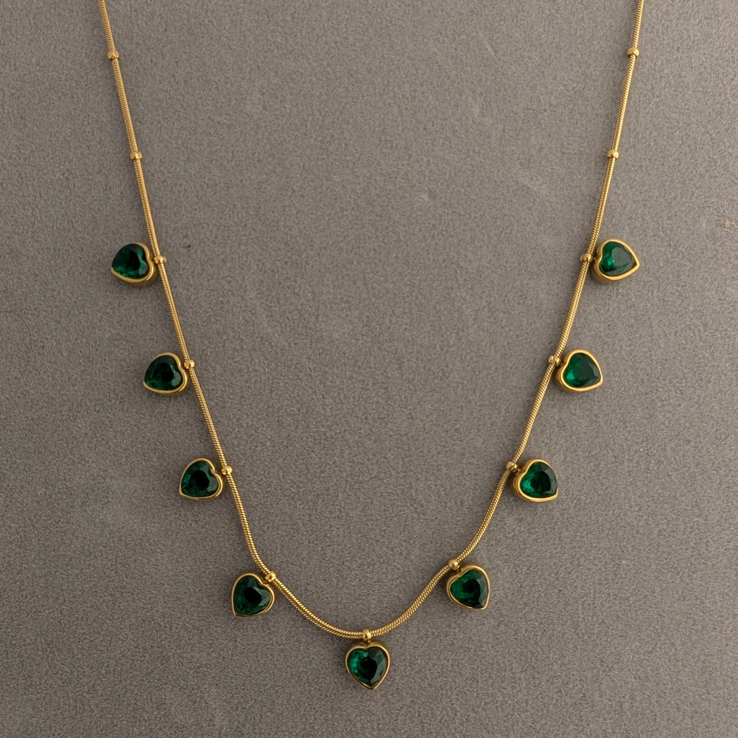 Emerald Heart Drop Necklace