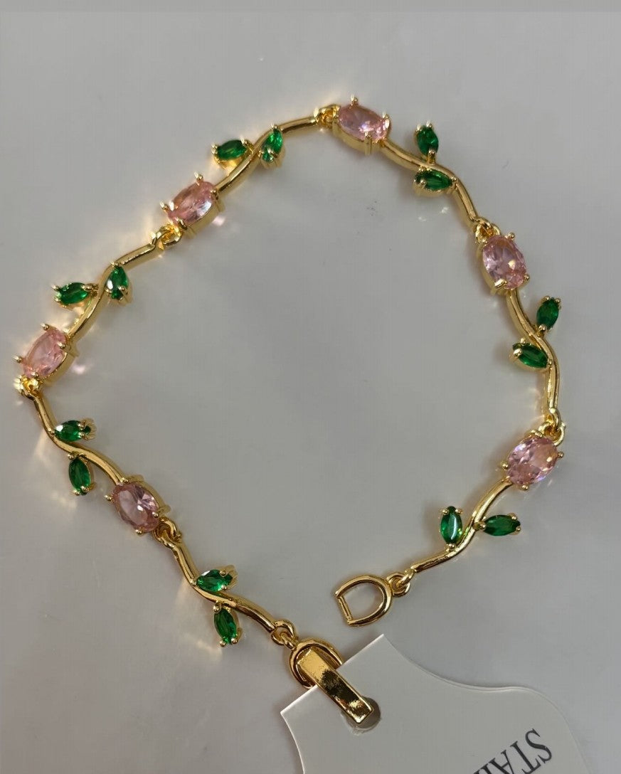 Pink and green tulip luxe bracelet small