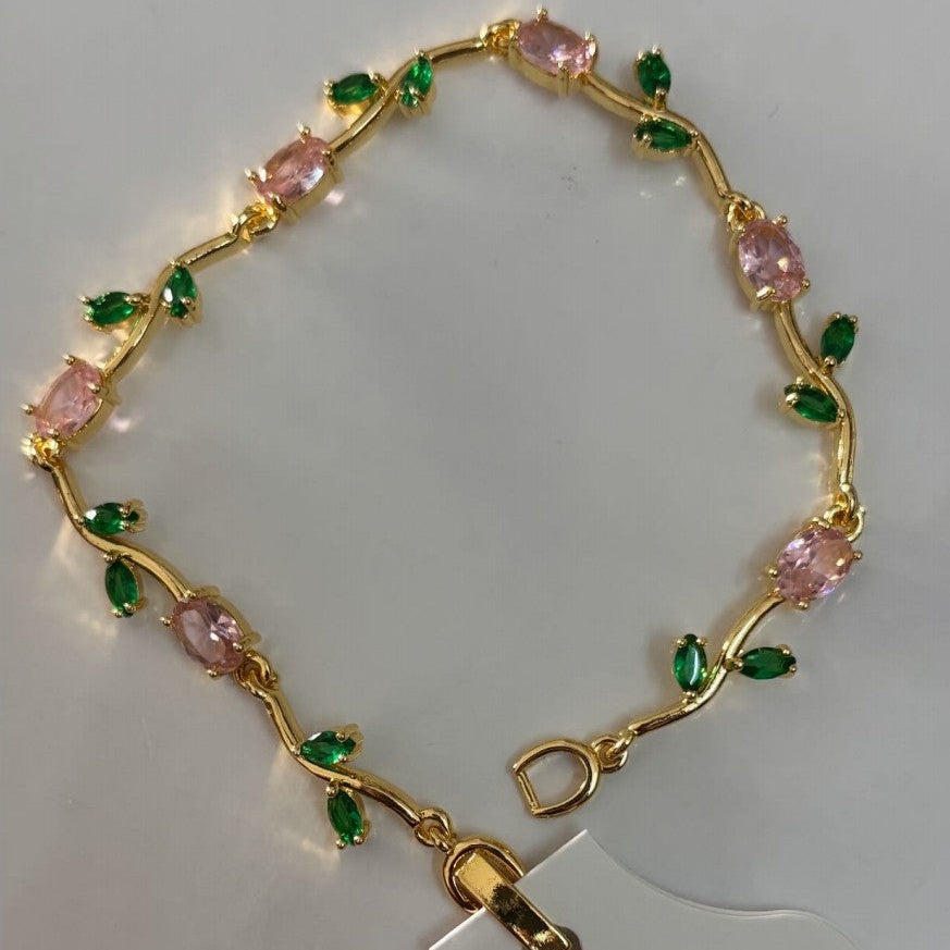 Pink and green tulip luxe bracelet small