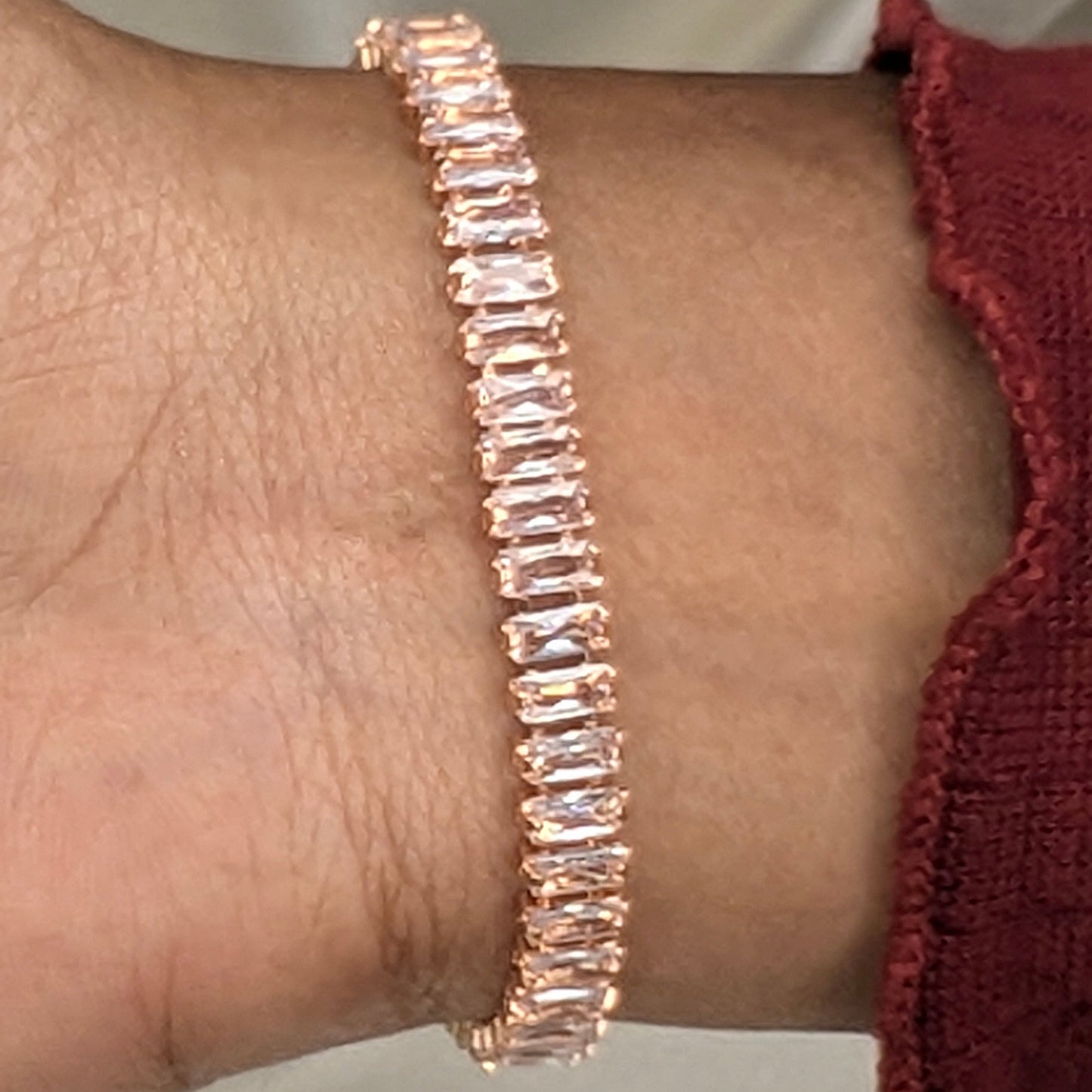 Antitarnish tennis rosegold magnet model bracelet