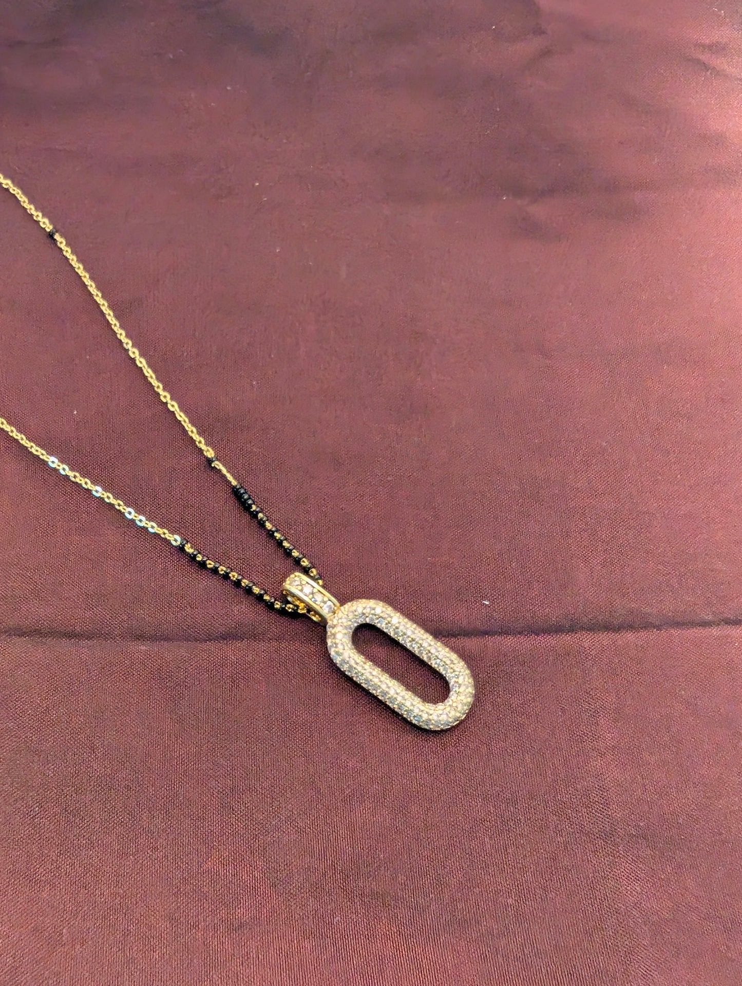 Antitarnish mangalsutra with oval shape pendant