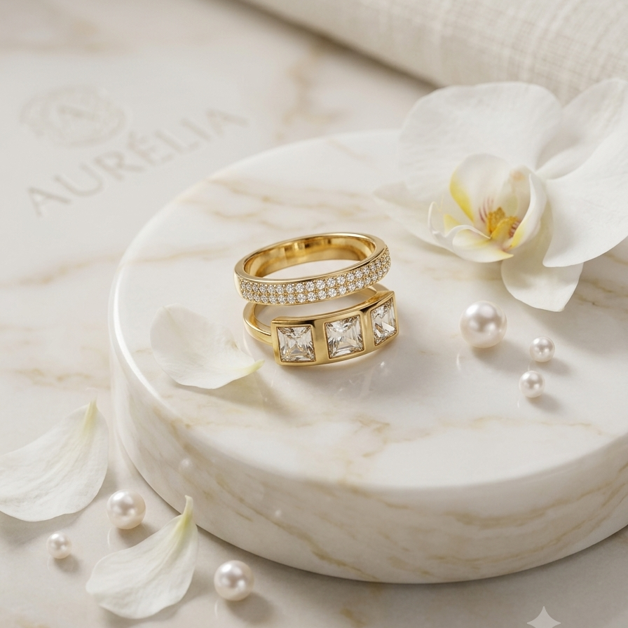 Eternity Spark Crystal Band Ring-18 K Gold Plated WaterProof Anti-Tarnish