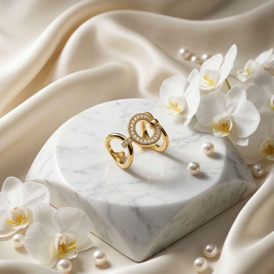 Celeste Halo Ring-18K GoldPlated |WaterProof |Anti-Tarnish