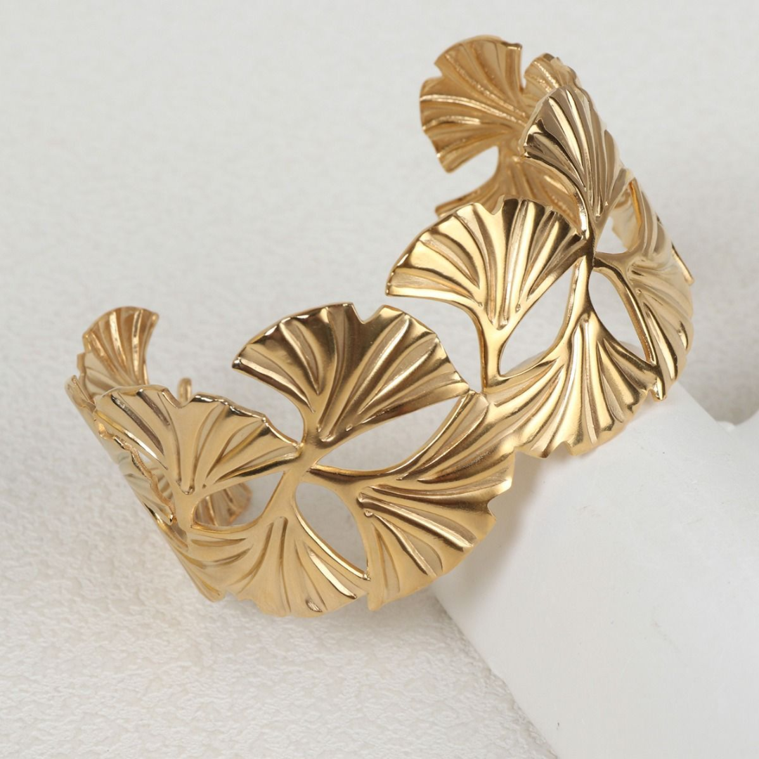 Golden petal Cuff Bracelet – 18K Gold Plated Anti-Tarnish Statement Kada