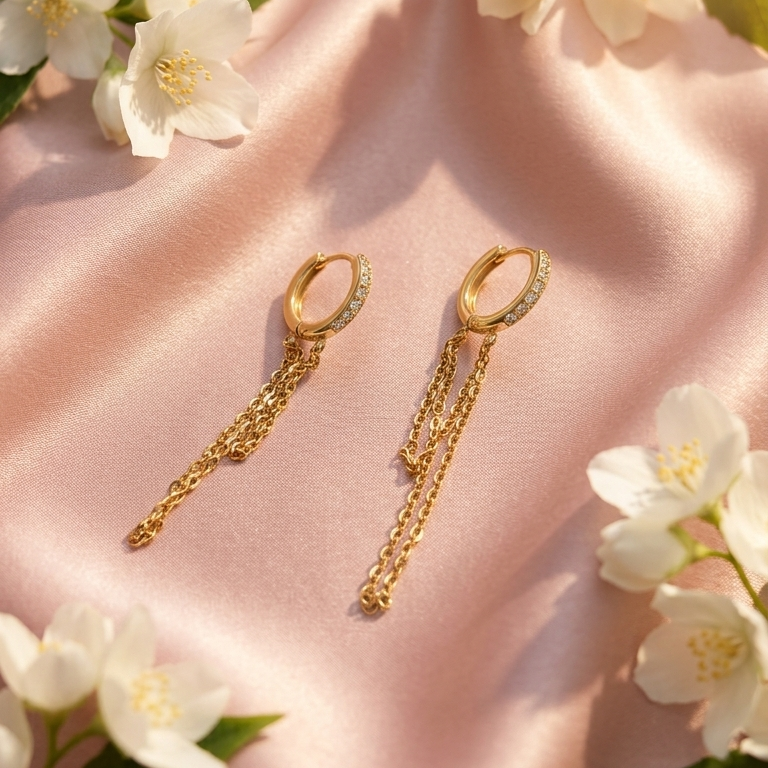 Dainty Chain Dangle Hoop Earrings