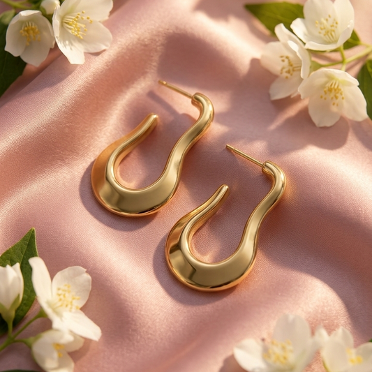Modren Sculptural Gold Hoop Earrings