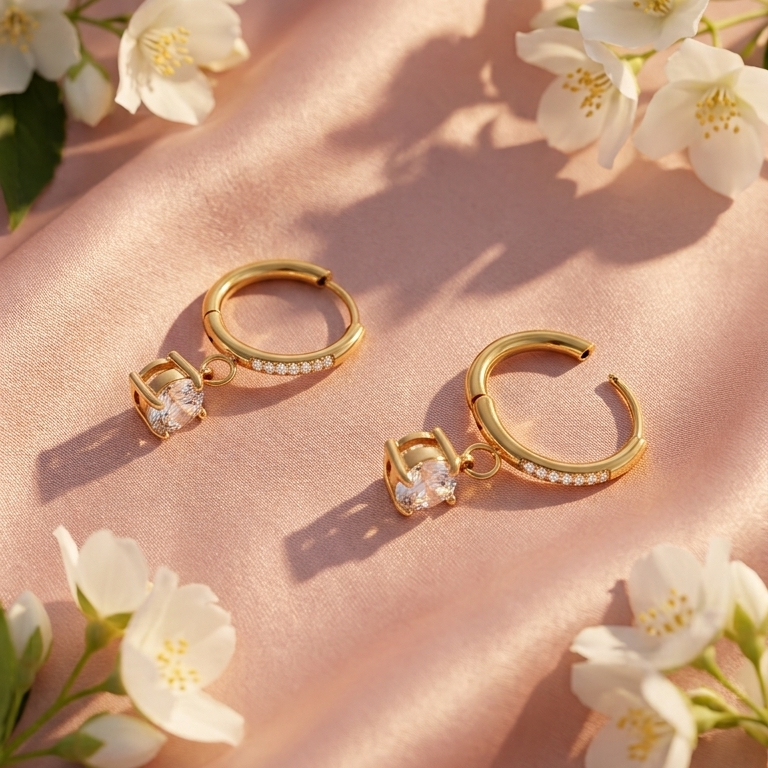 Gold Drop Hoop Earrings