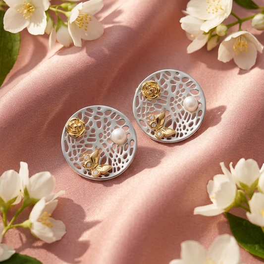 Ivory Bloom Stud Earrings