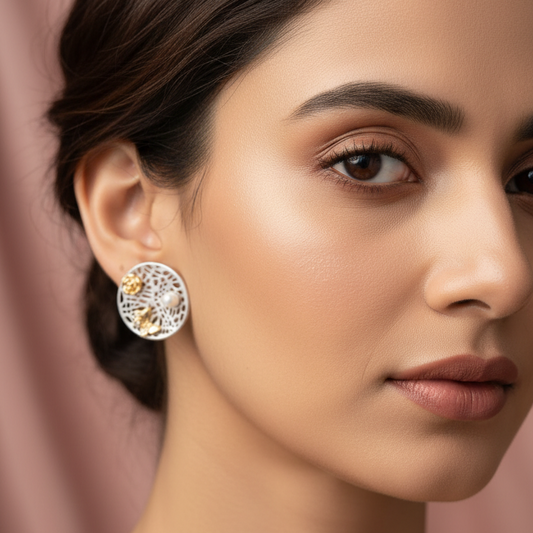 Ivory Bloom Stud Earrings
