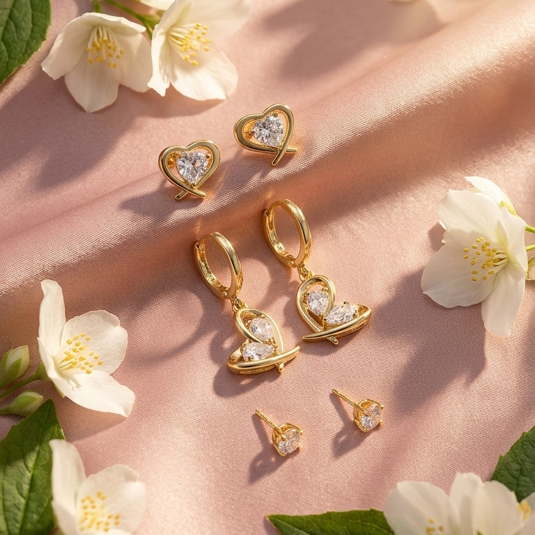 Gold heart-shaped hoop Earrings
