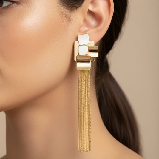 Gold-toned Statement Geometric Earrings