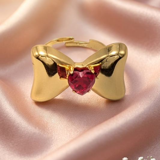 Red Heart Shape Gem Stone Ring