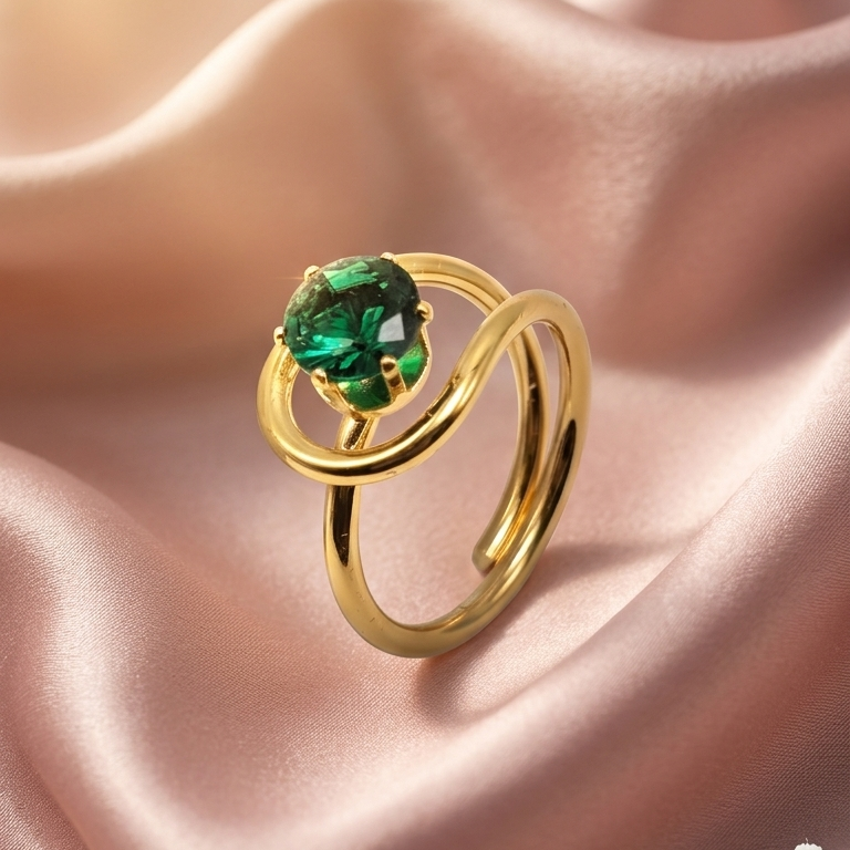 Gold Ring With Heartshaped Green Gemstone