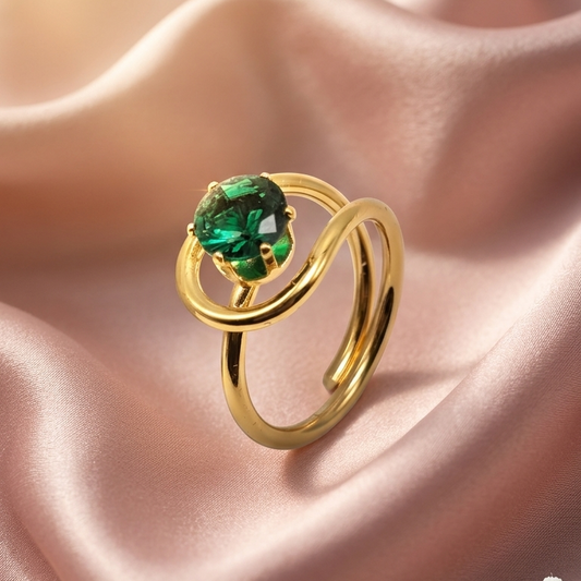Gold Ring With Heartshaped Green Gemstone