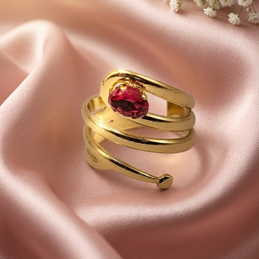 Grace GoldPlated Red Gem Ring