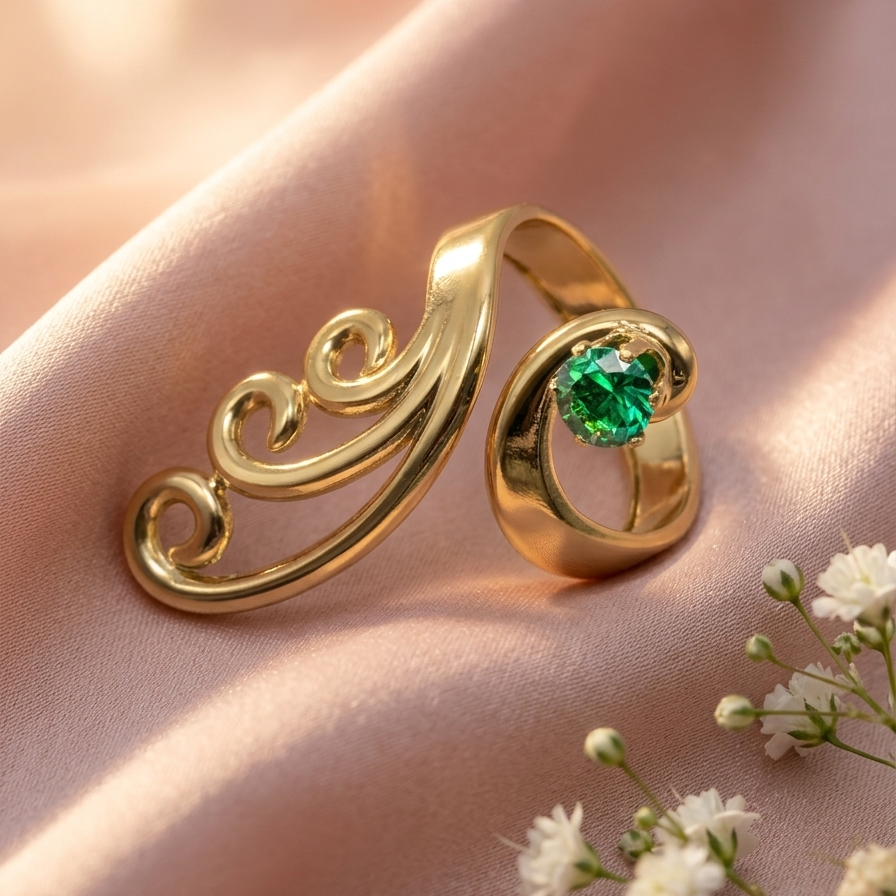 Serenity Green Crystal Open Ring