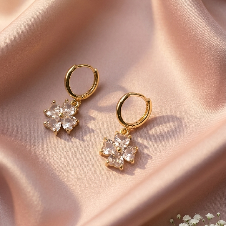 GoldHoopEarringWithCharmCrystal