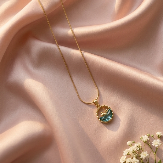 Aqua Water Stones Pendent With dolphin