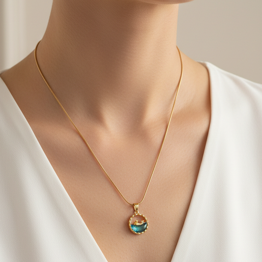 Aqua Water Stones Pendent With dolphin