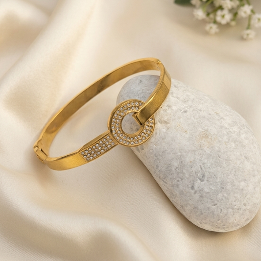 Luxury Crystal Halo Gold Kada