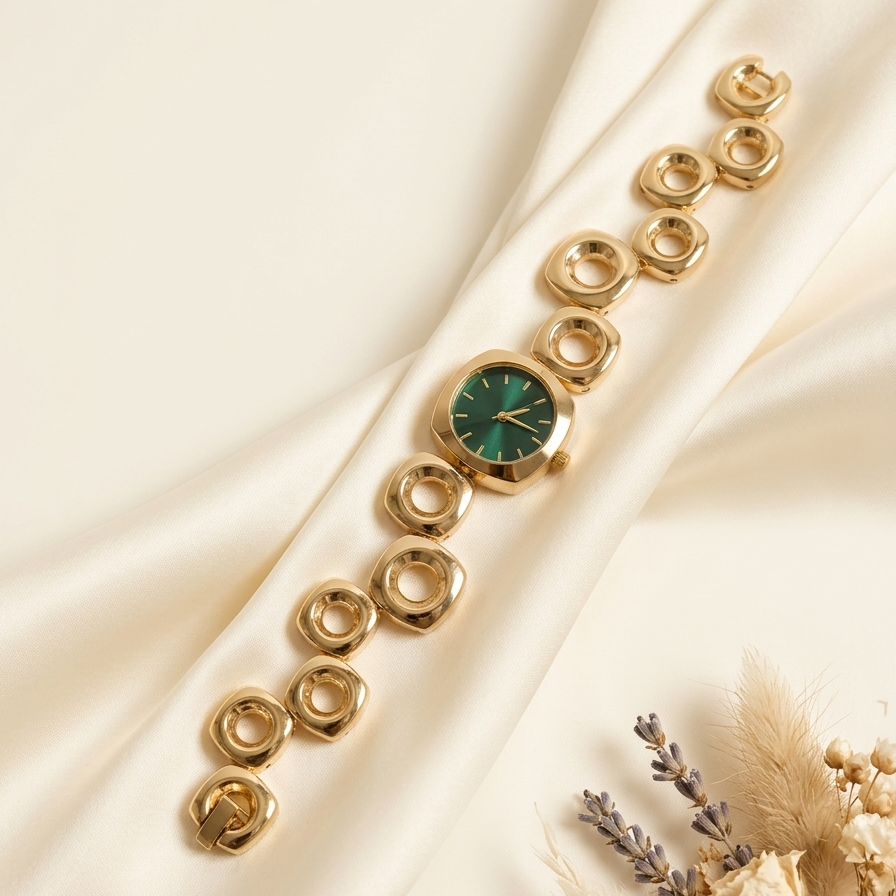 Gold Green Dail Women Watch