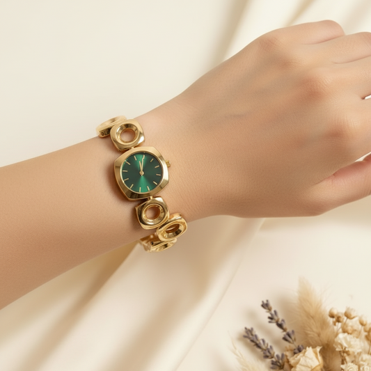 Gold Green Dail Women Watch