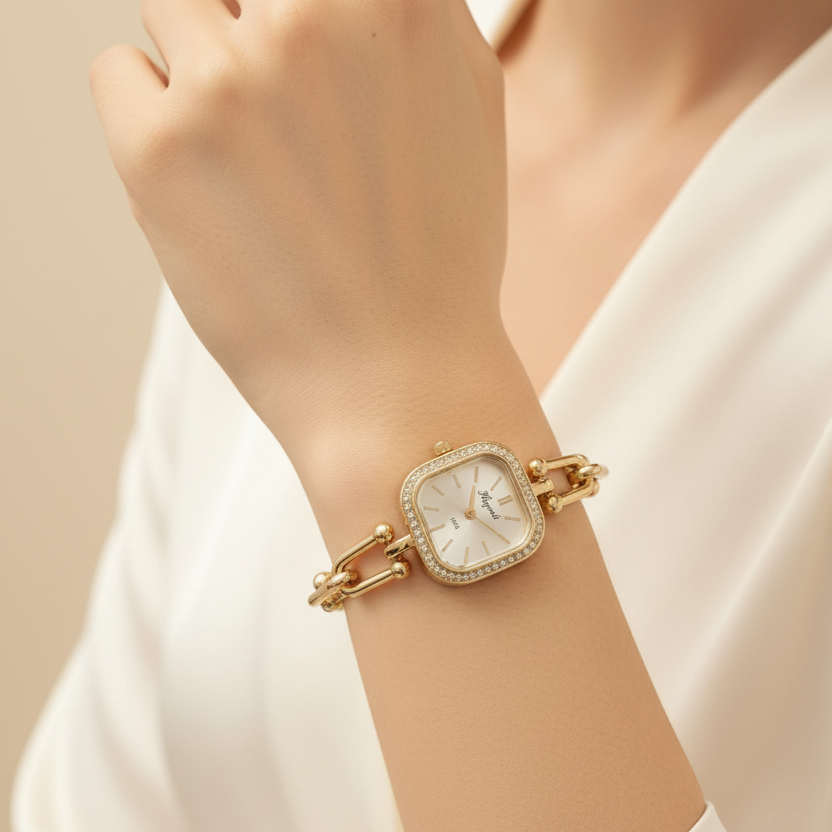  Gold-tone chain-link watch