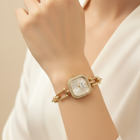  Gold-tone chain-link watch