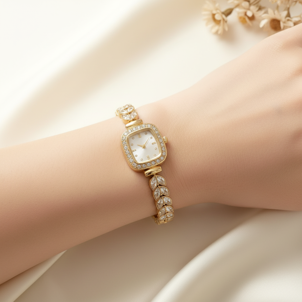 Gold-toned crystal embellished watch