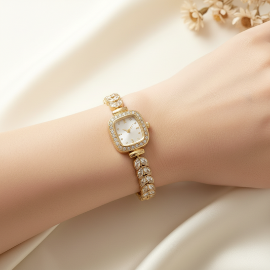Gold-toned crystal embellished watch