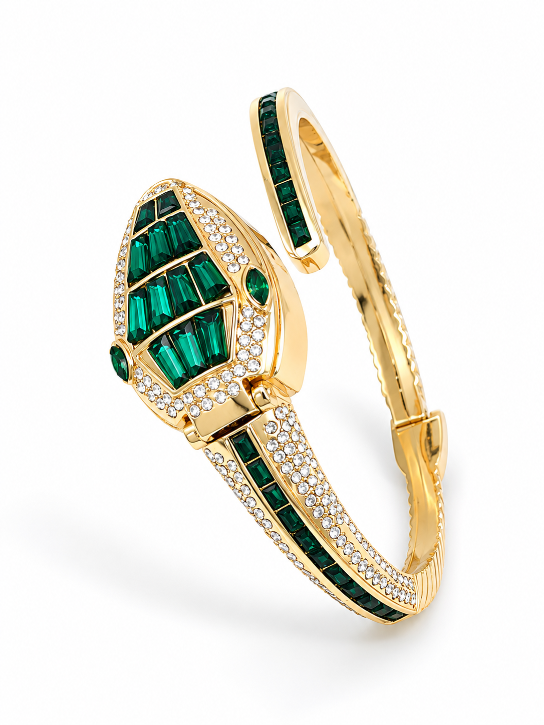 Premium snake Crystal Stone Women Watch - green