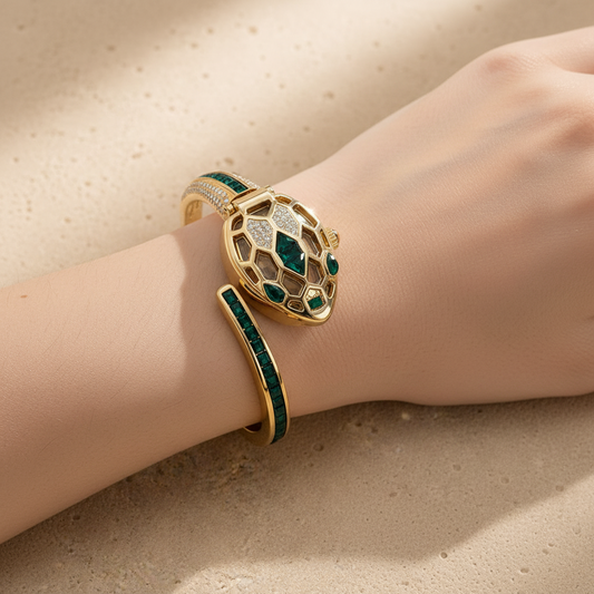 Premium dragon Crystal Stone Women Wrist Watch-green