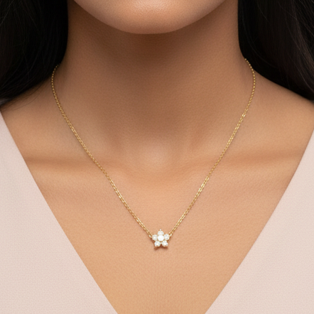 Minimal flower charm necklace