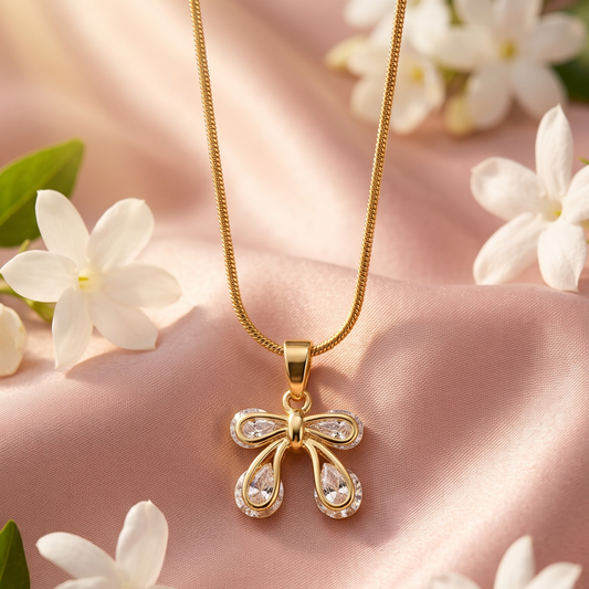 Crystal bow necklace