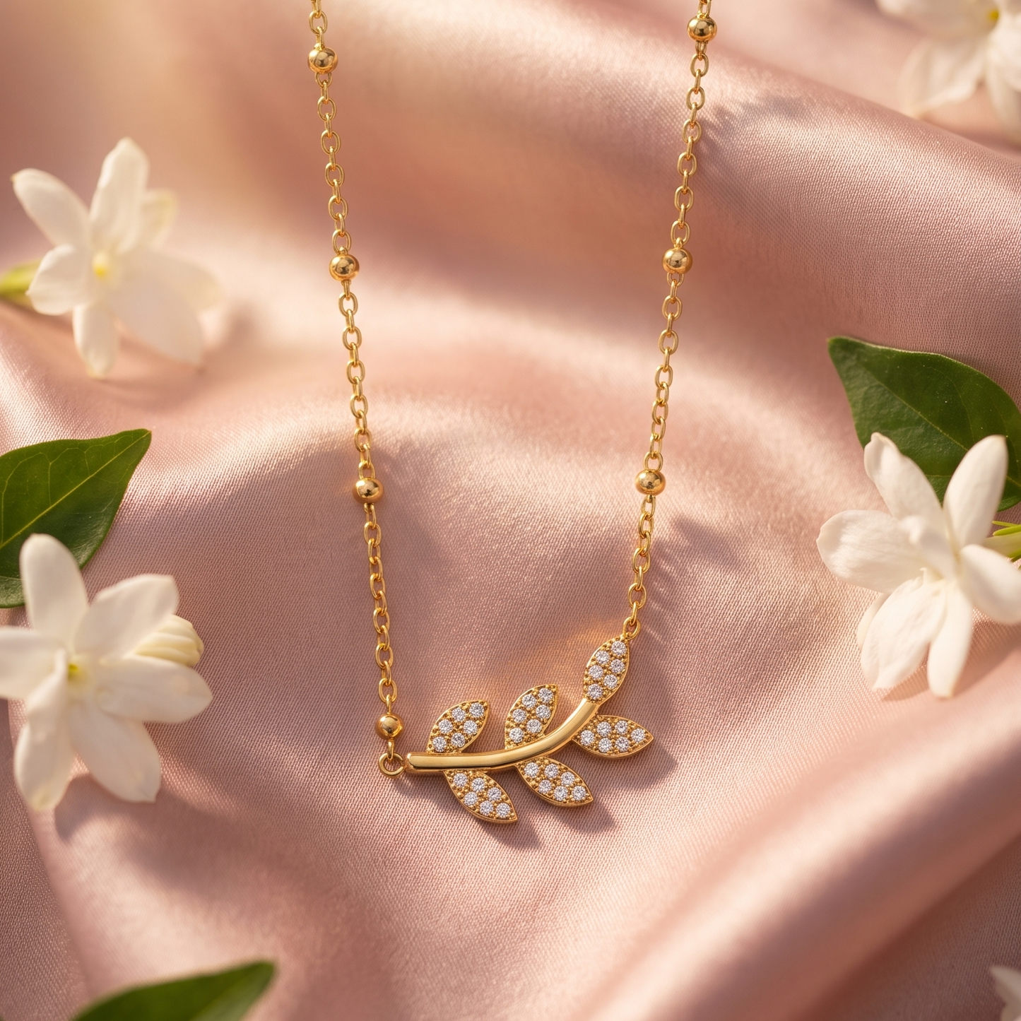 Leaf pendant antitarnish chain