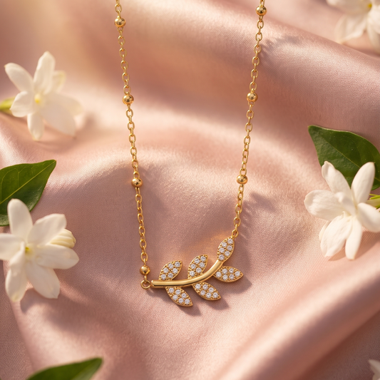 Leaf pendant antitarnish chain